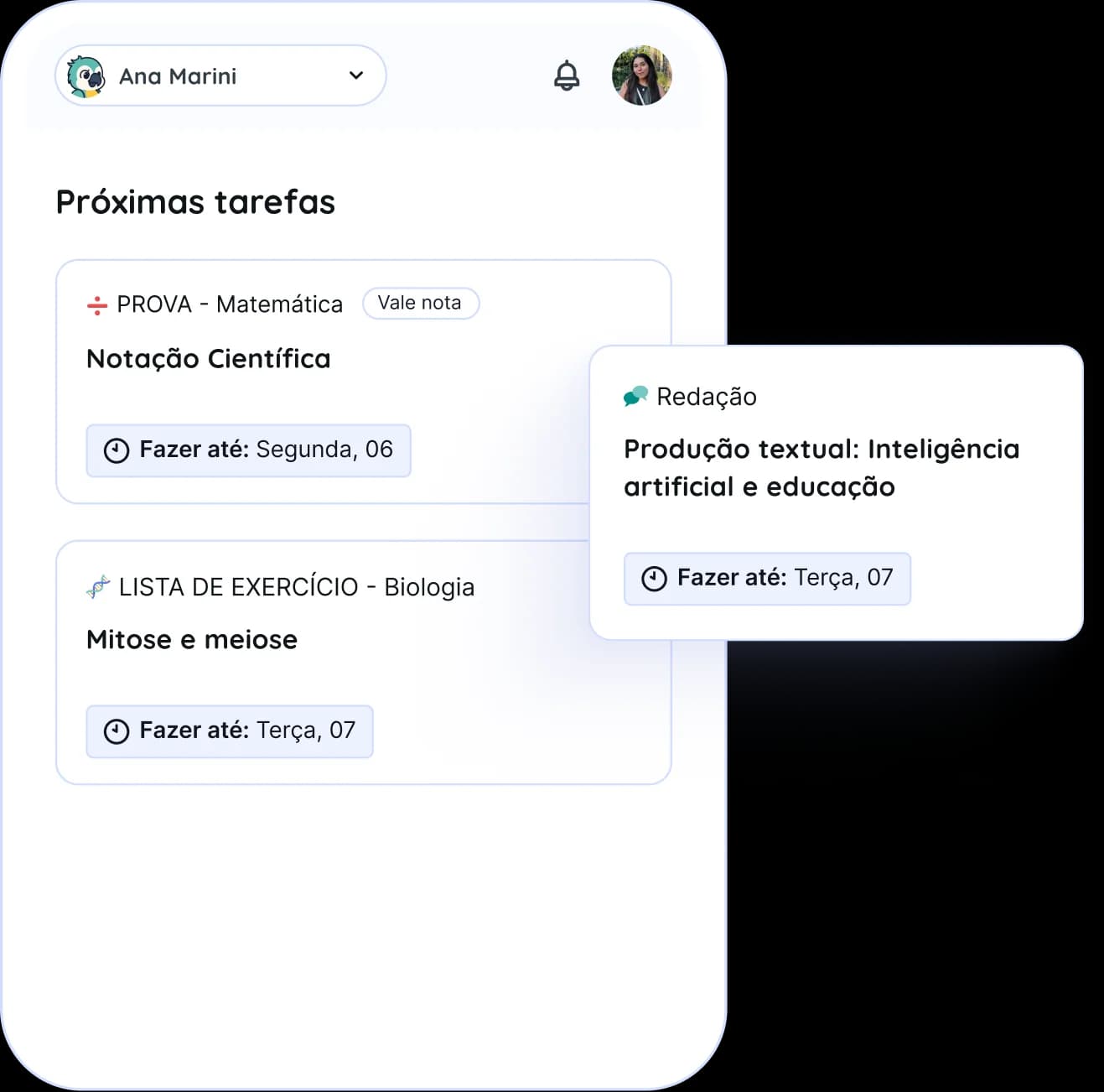 Acompanhe as próximas tarefas