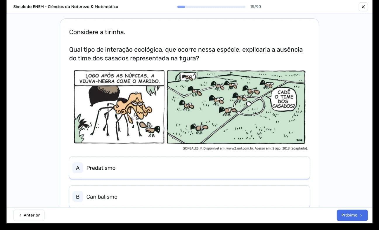 Simulados completos com correção e desempenho