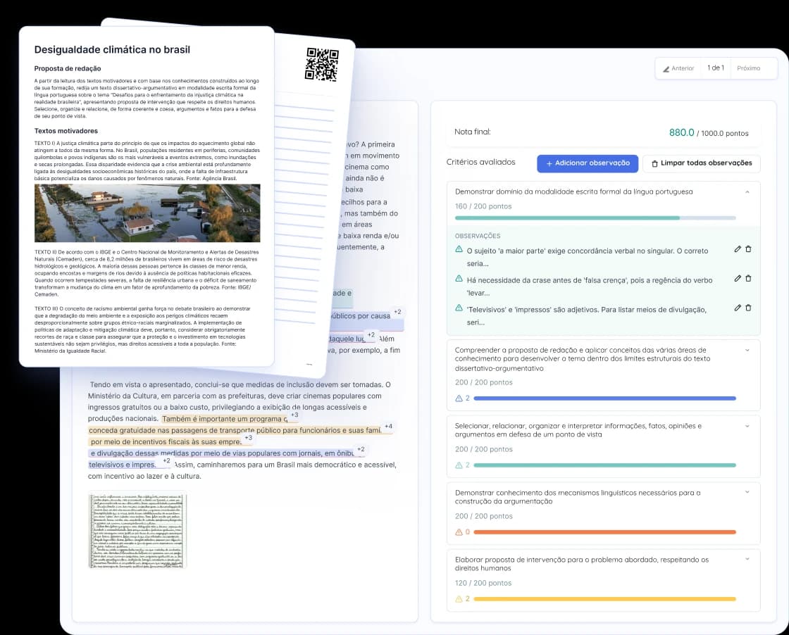 Redação corrigida com feedback detalhado