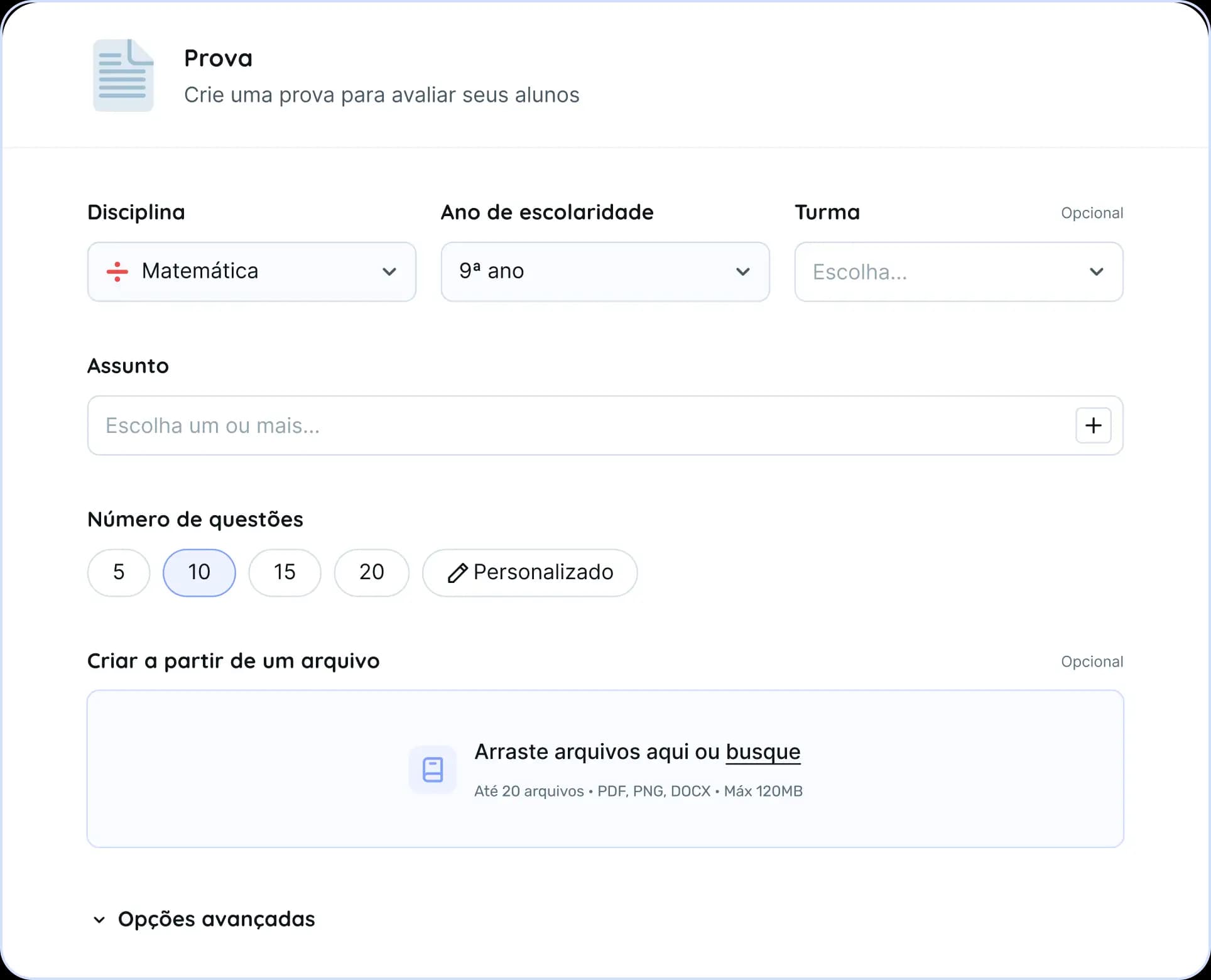 Listas, testes e provas