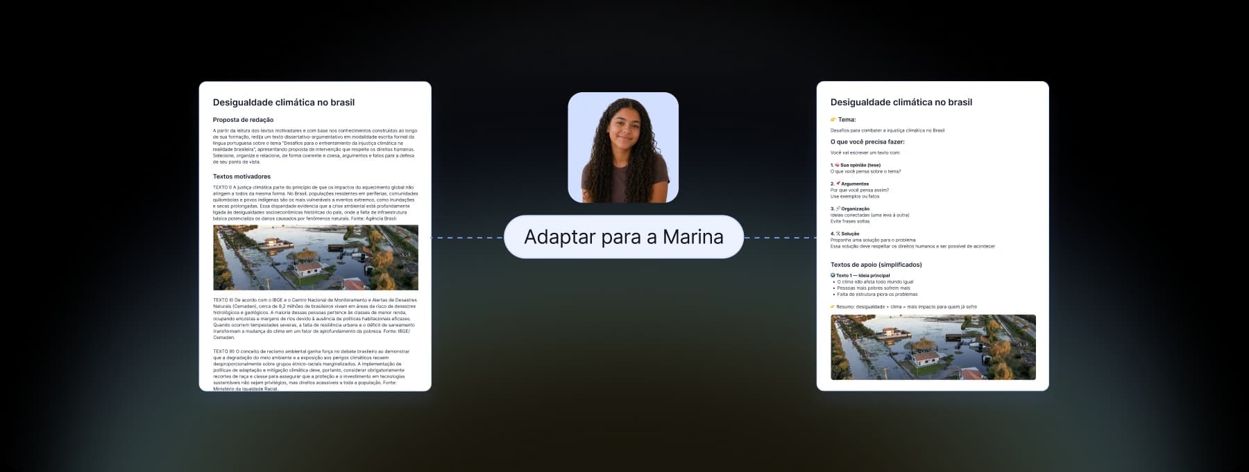 Material adapted for the student with different versions