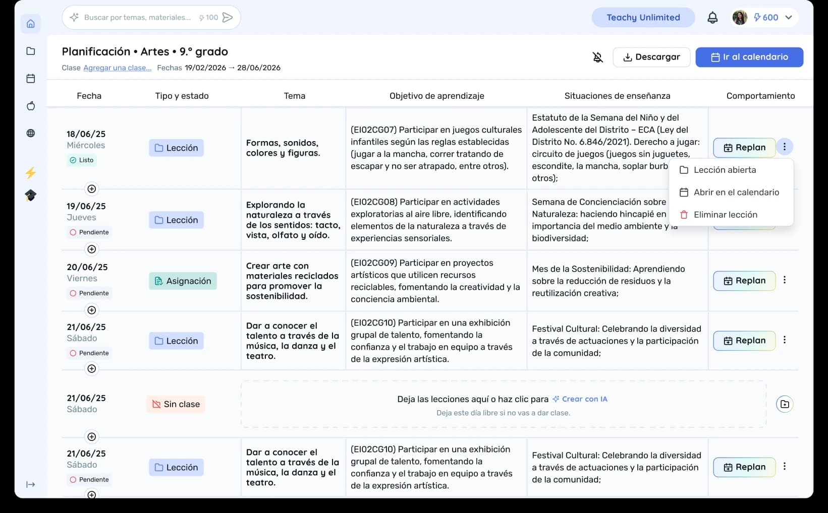 Planificaciones Teachy
